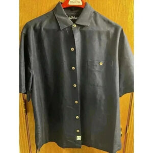 Caribbean Men’s Button Down Bourbon Embroidery Short Sleeve SZ L Mint